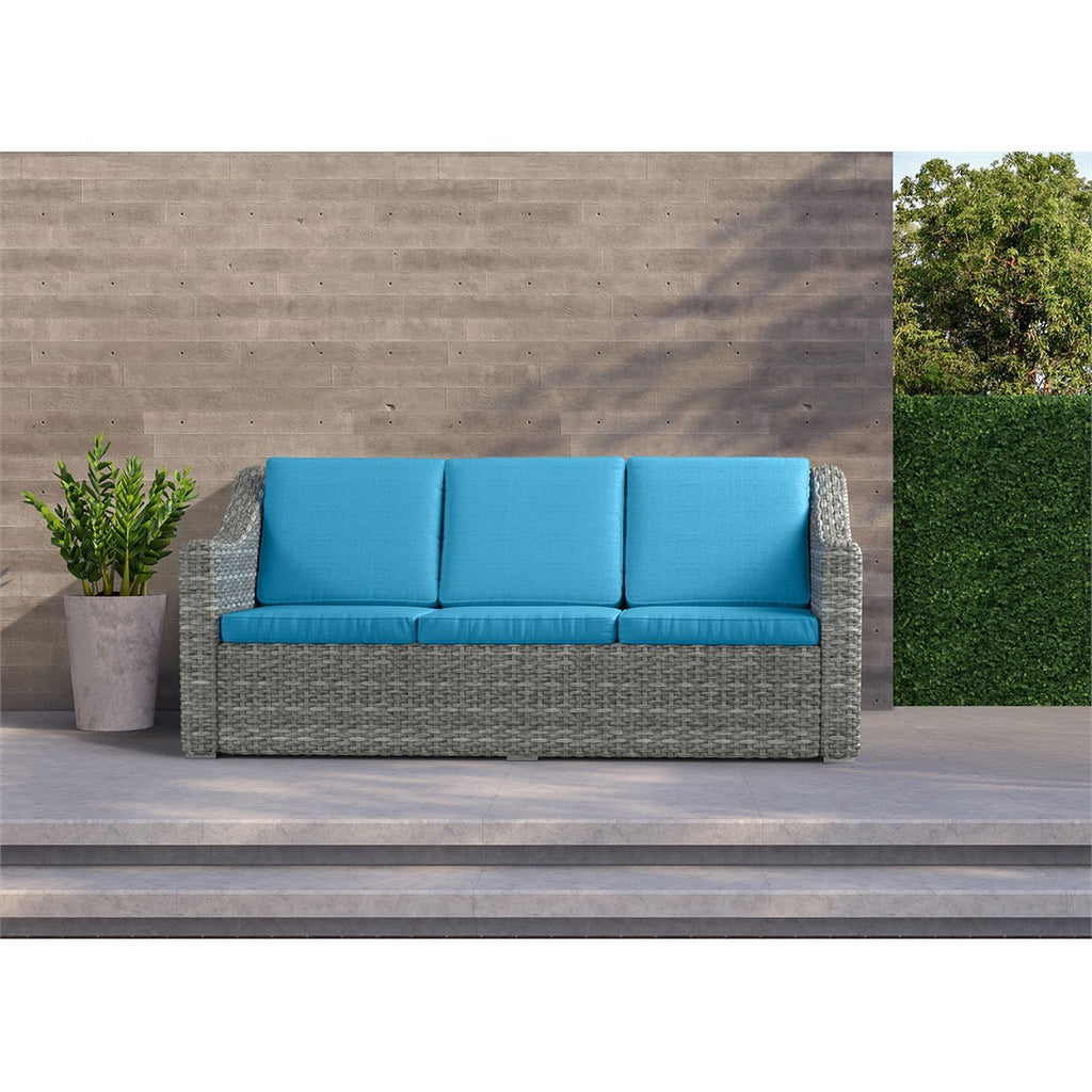 Teal Cast Iron Outdoor Wicker Sofa B8274