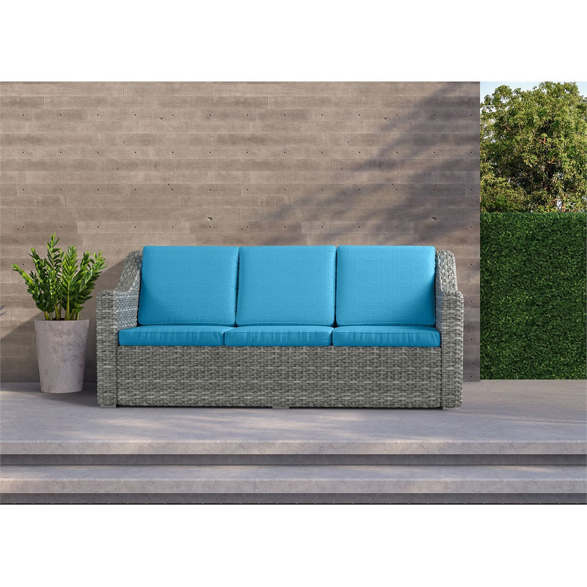 Teal Cast Iron Outdoor Wicker Sofa B8274