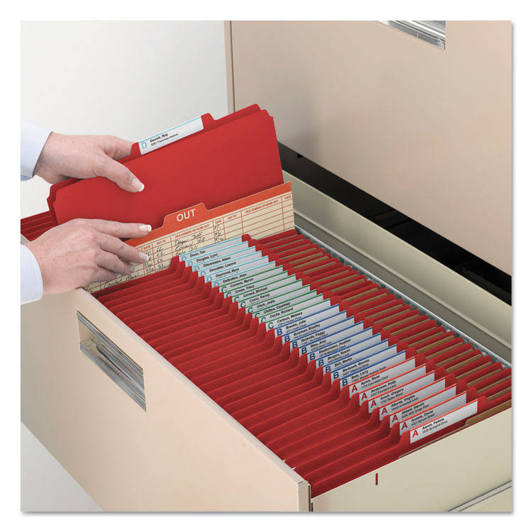 Bright Red Letter Size Classification Folders with Fasteners, 10/Box X8967