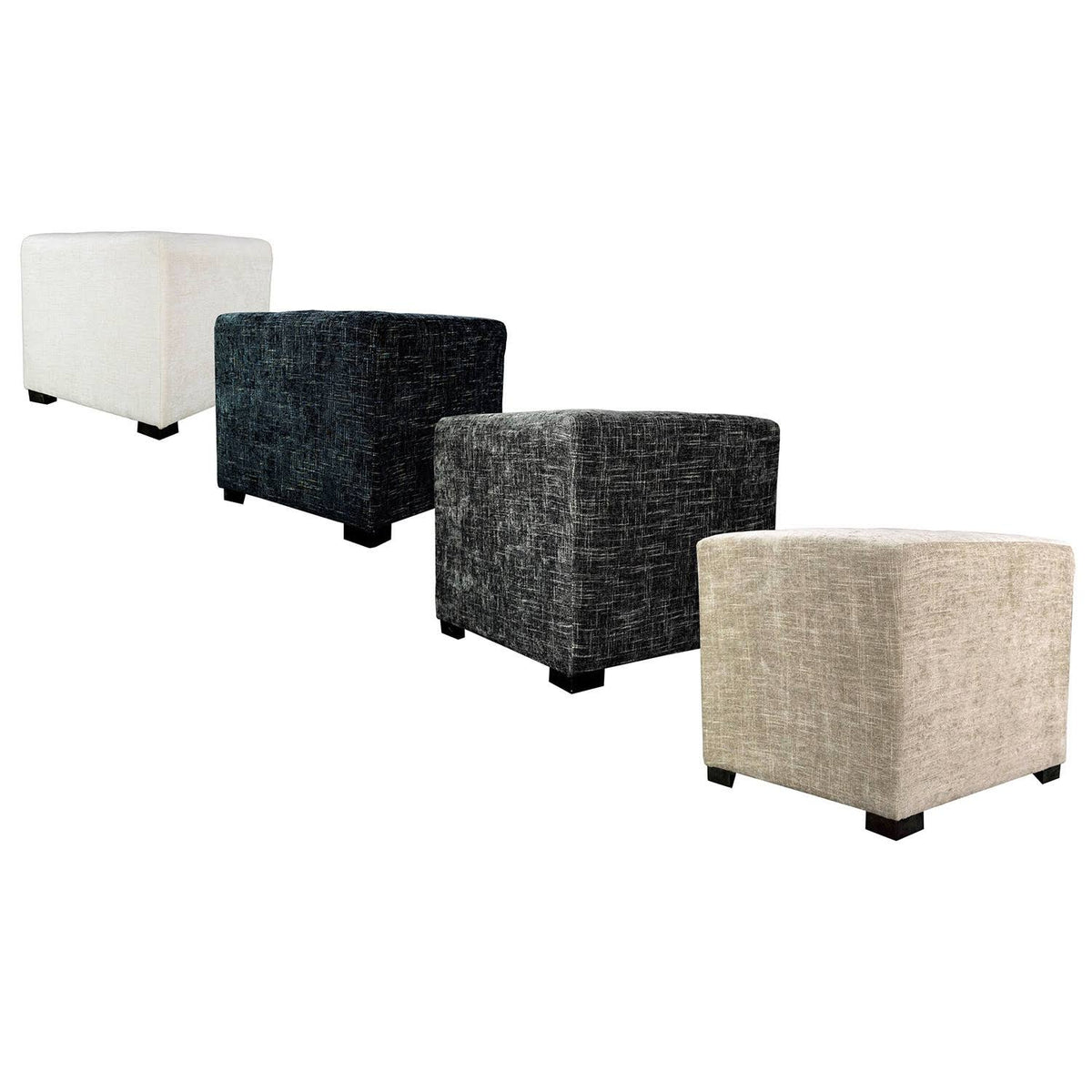 Black 4-Button Tufted Square Ottoman H33178
