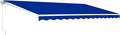 Retractable 13x10 Feet Motorized White Frame Patio Awning with Polyester Canopy E27836