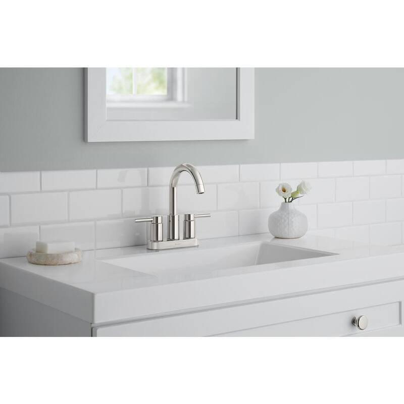 4 in. Centerset Double Handle High-Arc Bathroom Faucet in Polished Nickel X7013