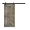 36 in. x 84 in. Gray Stained Knotty Pine Wood Sliding Barn Door with Hardware Kit X281025