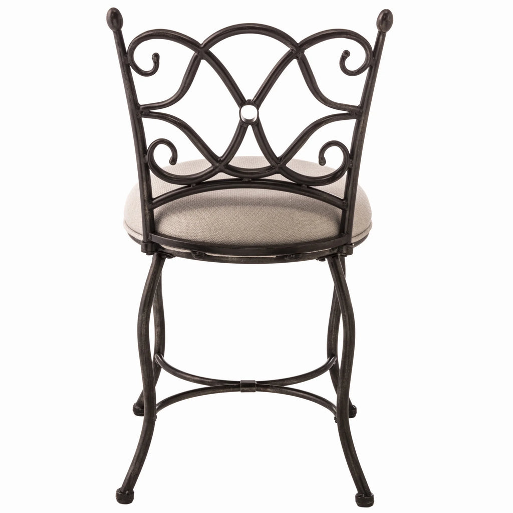 Rubbed Gray Metal Vanity Stool D57155