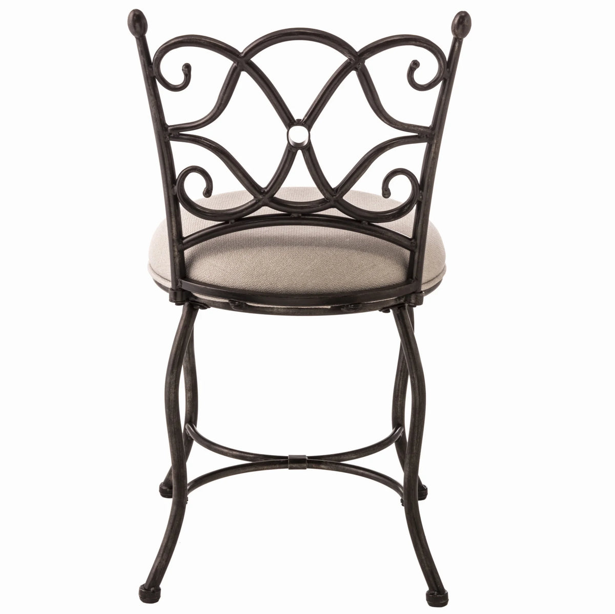 Rubbed Gray Metal Vanity Stool D57155