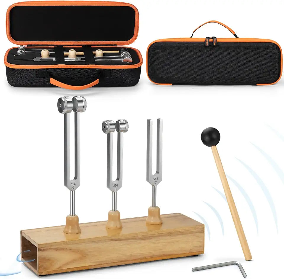 128Hz 256Hz 512Hz Tuning Fork Set with Reflex Hammer N5268