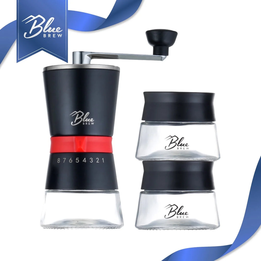 Manual Coffee Grinder with Conical Ceramic Burrs and 2 Airtight Glass Jars H8127