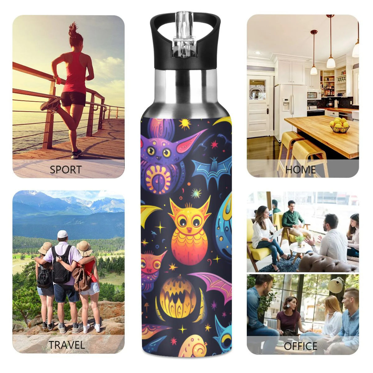 20 oz Insulated Stainless Steel Water Bottle with Straw Lid K732