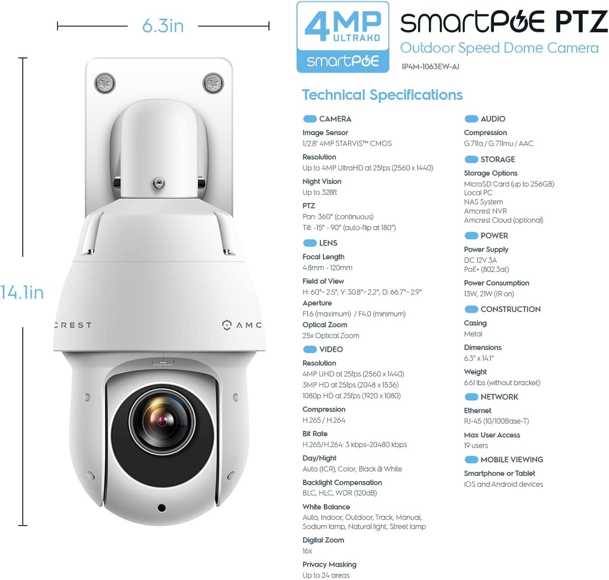 4MP Outdoor PTZ POE IP Camera 25x Optical Zoom C564618