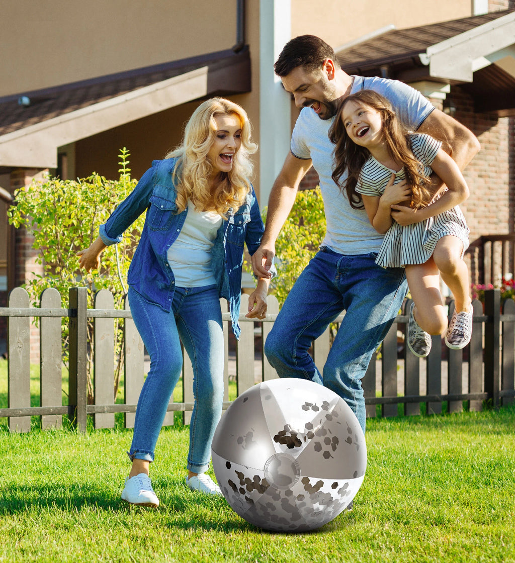 Silver & Gold Inflatable Beach Balls Set of 4, 16 Inch Y626
