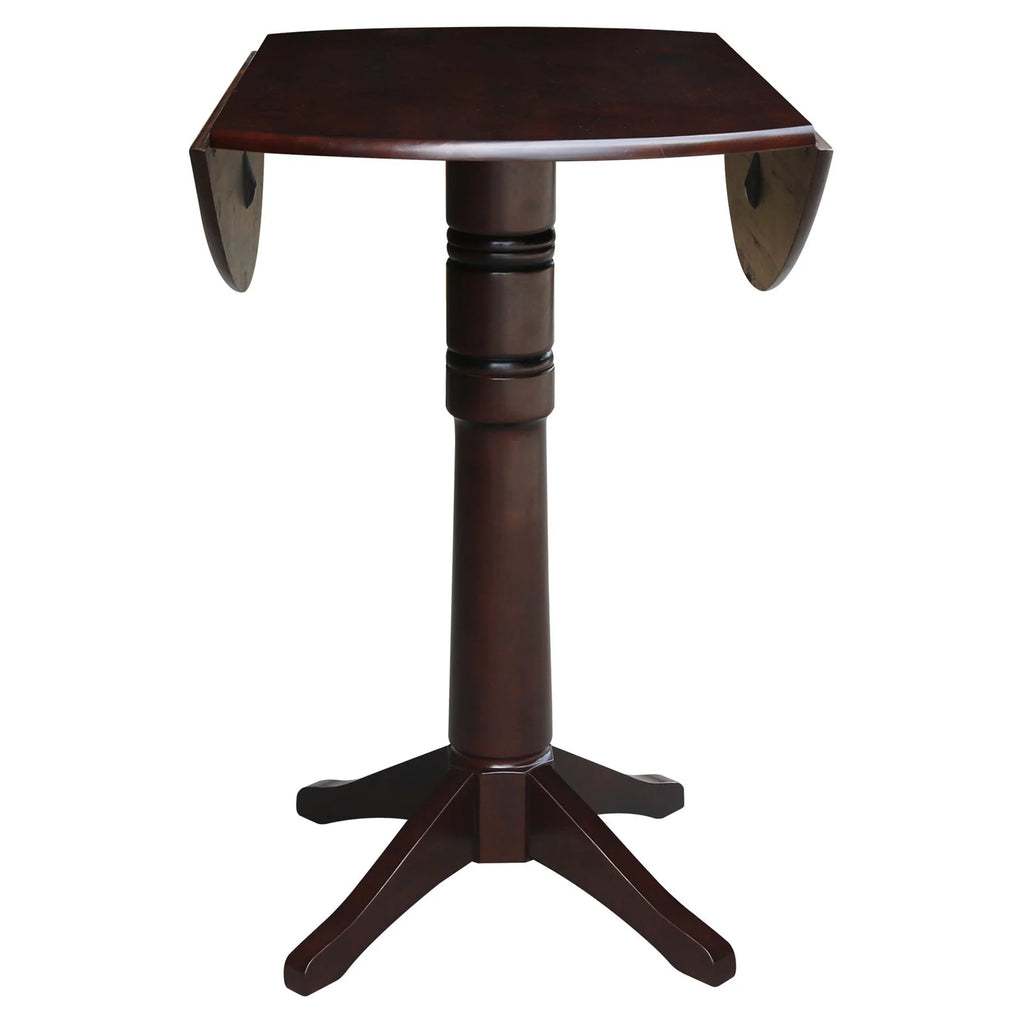 42" Round Dual Drop Leaf Pedestal Table Espresso P344