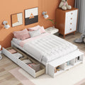White Full Size Platform Bed with Storage Shelves and Drawer V221894