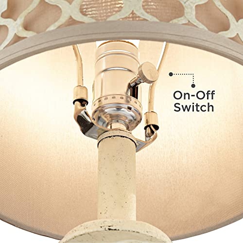 Ivory Off White Metal Candlestick Buffet Table Lamp 34" Tall G434868