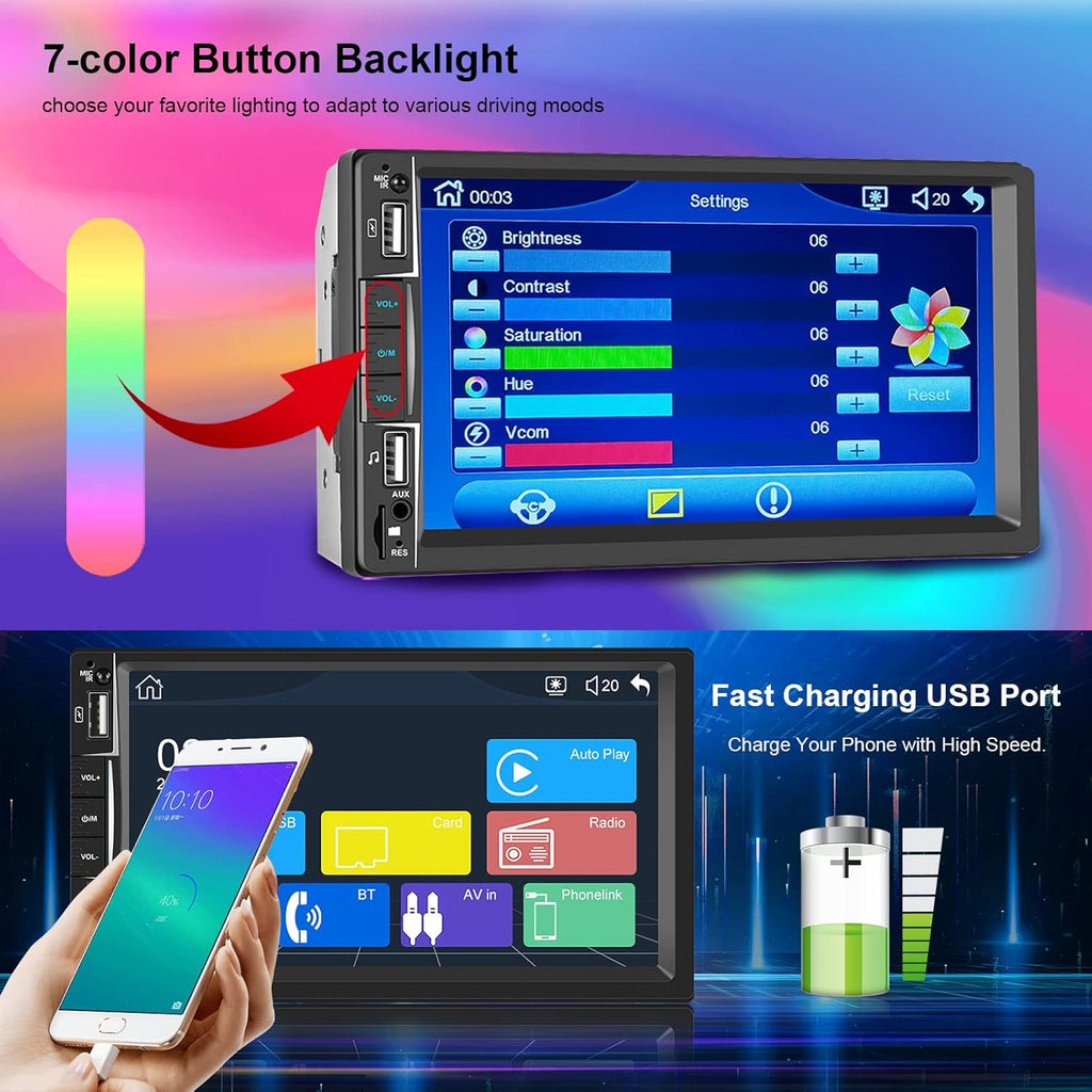 7 inch Touch Screen Car Stereo Radio with Bluetooth Backup Camera I9719
