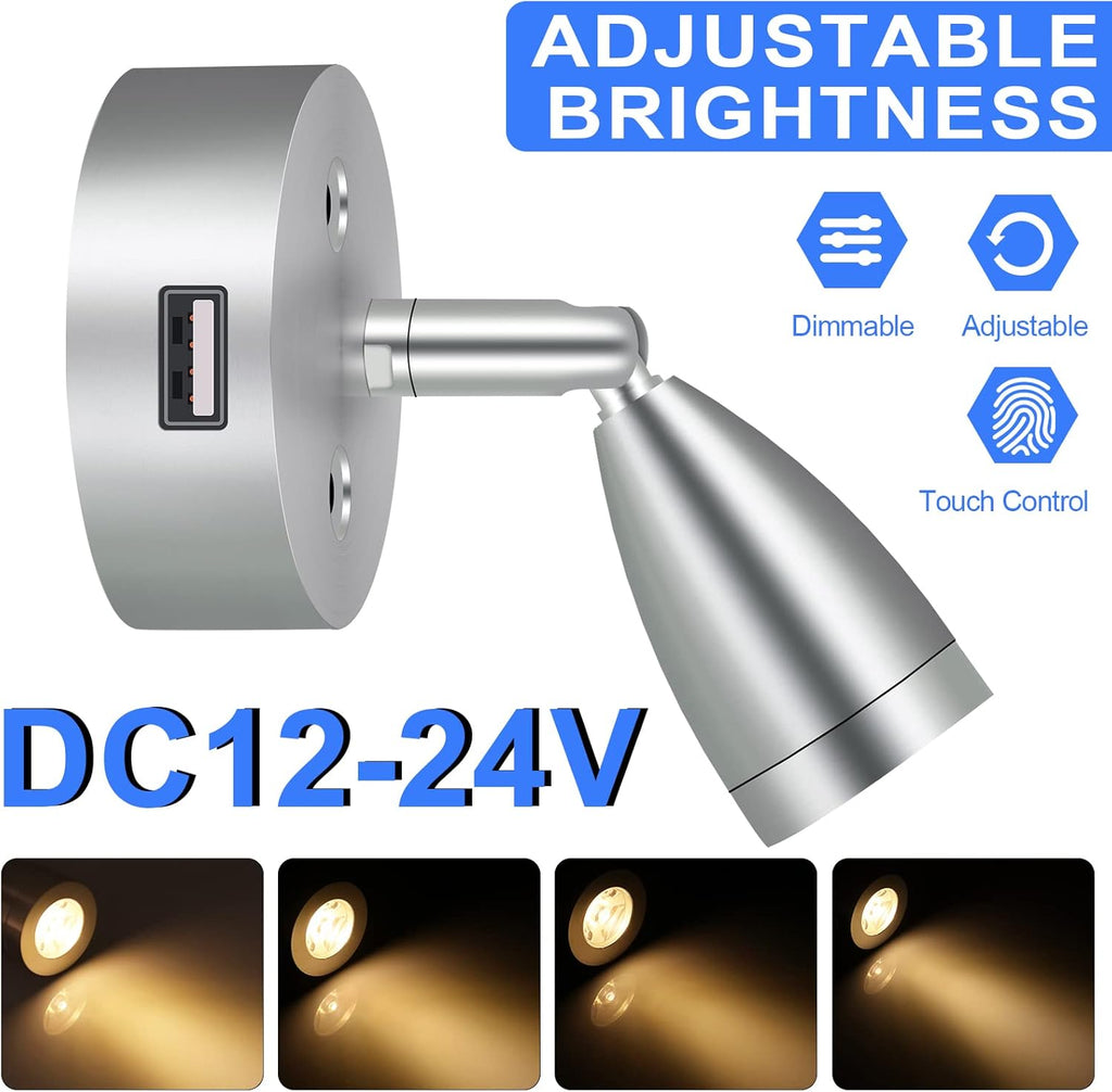 4PCS DC12-24V LED Reading Lamp with USB Port R5301