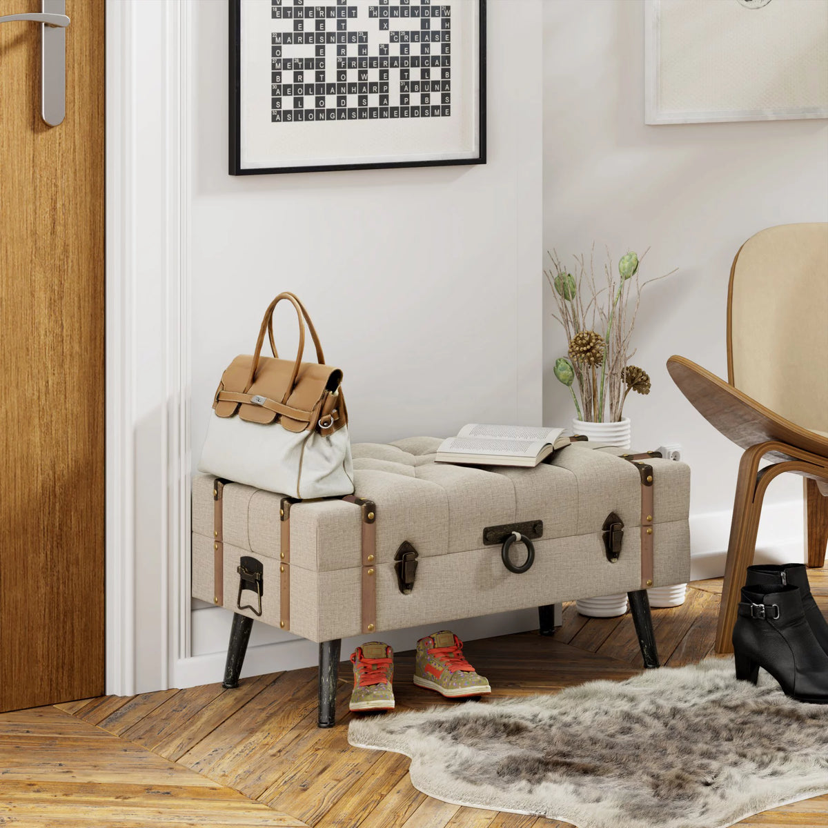 Modern Upholstered Storage Ottoman V760536