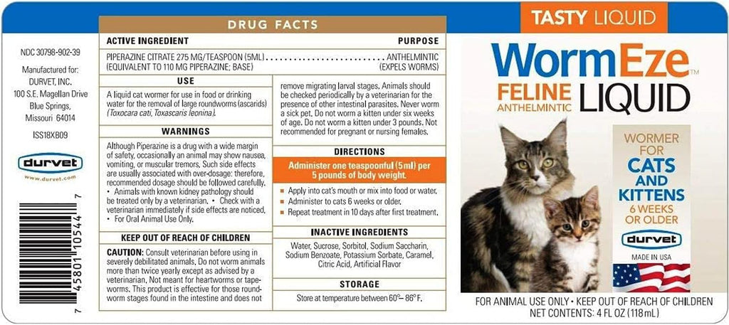 4oz Feline Liquid Wormer for Cats R83649
