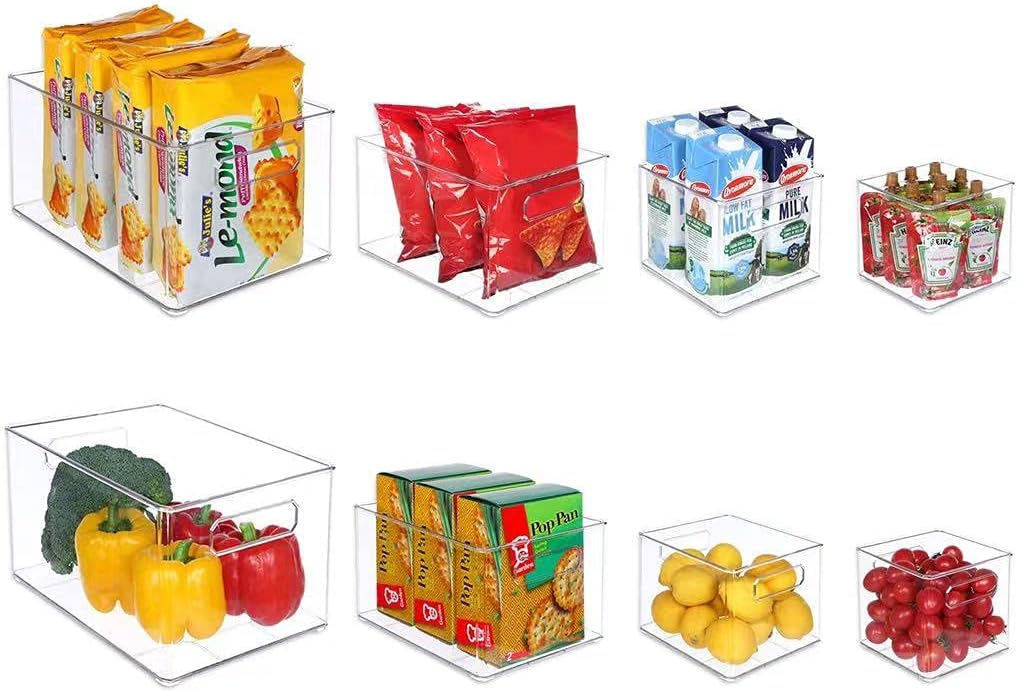 Clear Plastic Stackable Storage Bins, Set of 8 Z848