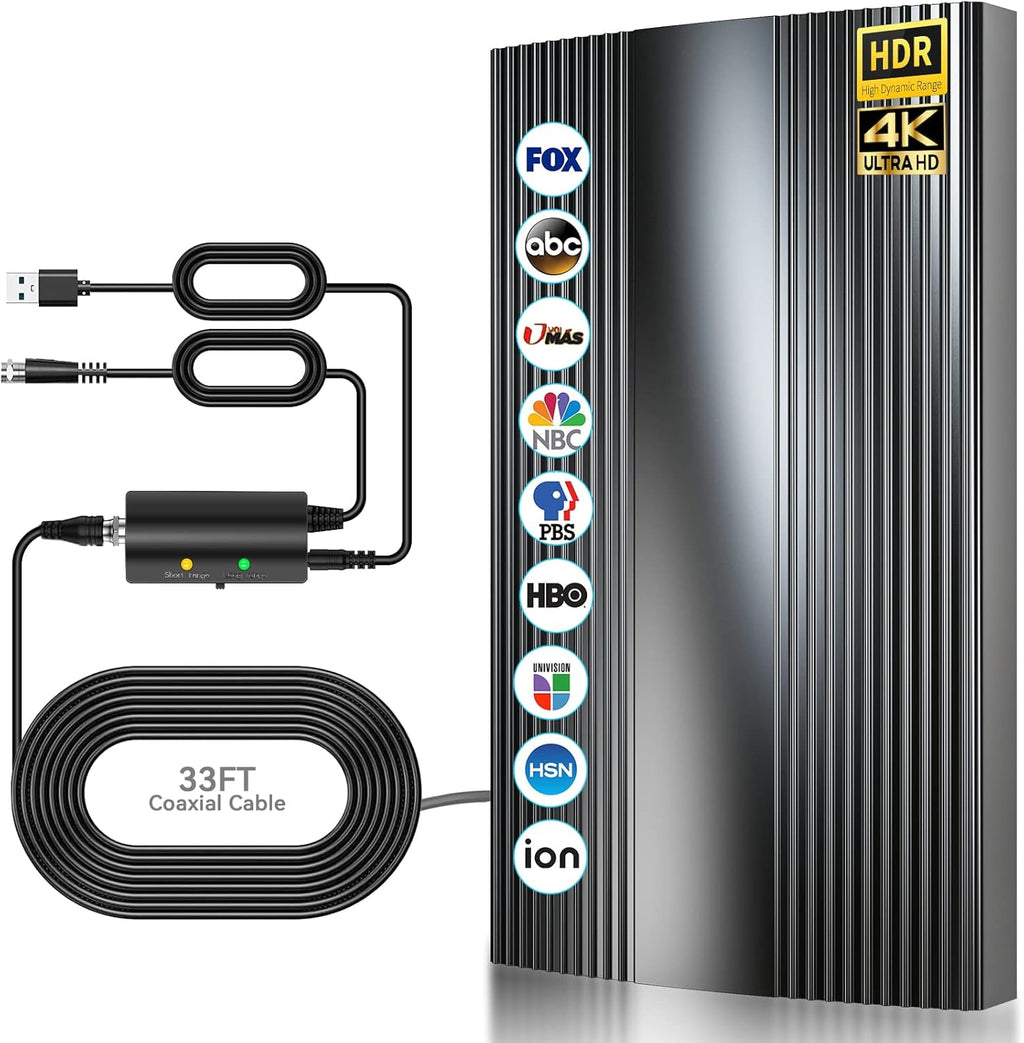 Digital TV Antenna 400 Miles Range Indoor Outdoor 4K 1080P HD with Amplifier Signal Booster E2865