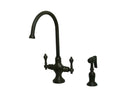 Vintage Double Handle Kitchen Faucet with Side Sprayer Oil Rubbed Bronze R49901