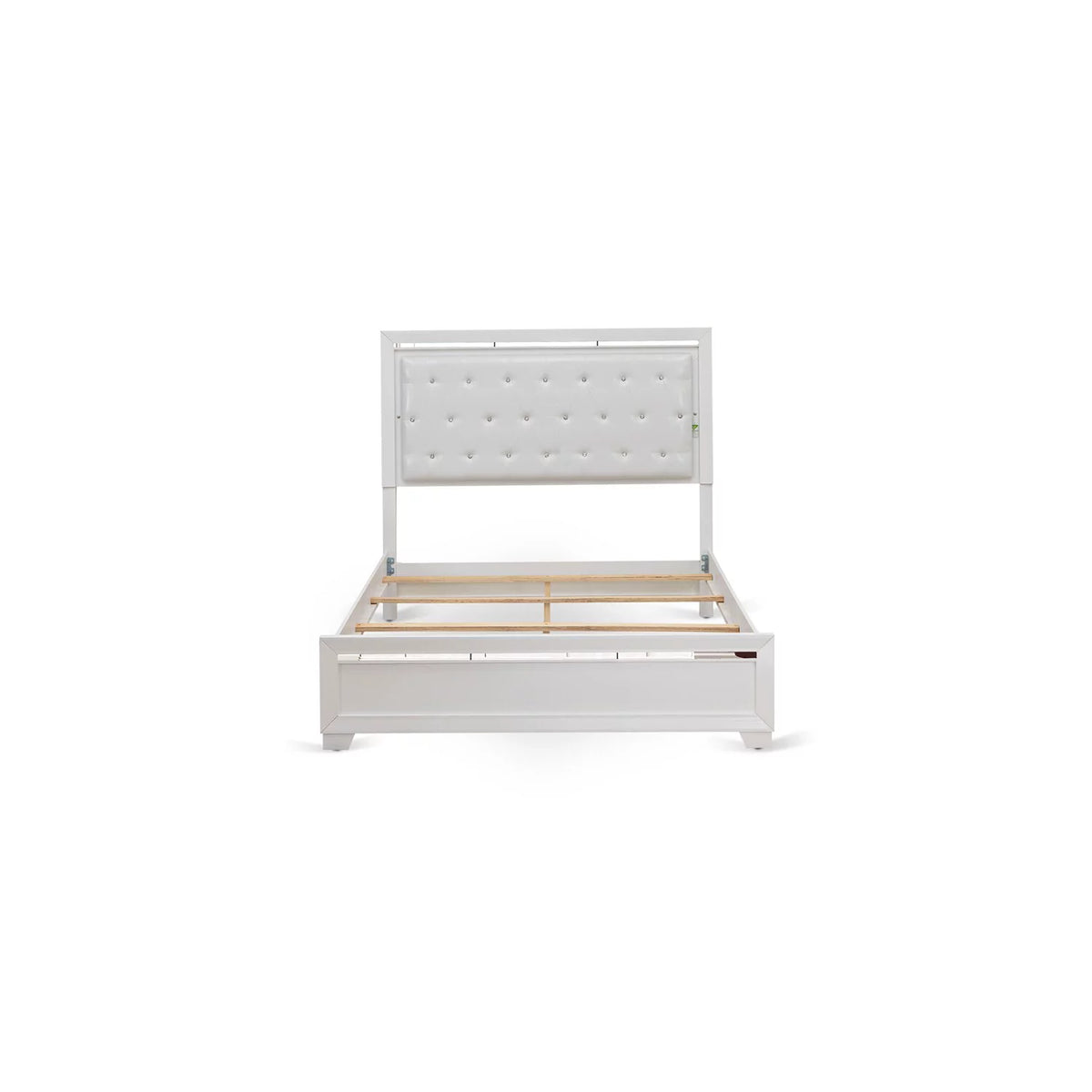 White Wood Queen Bed with Adjustable Slat A236