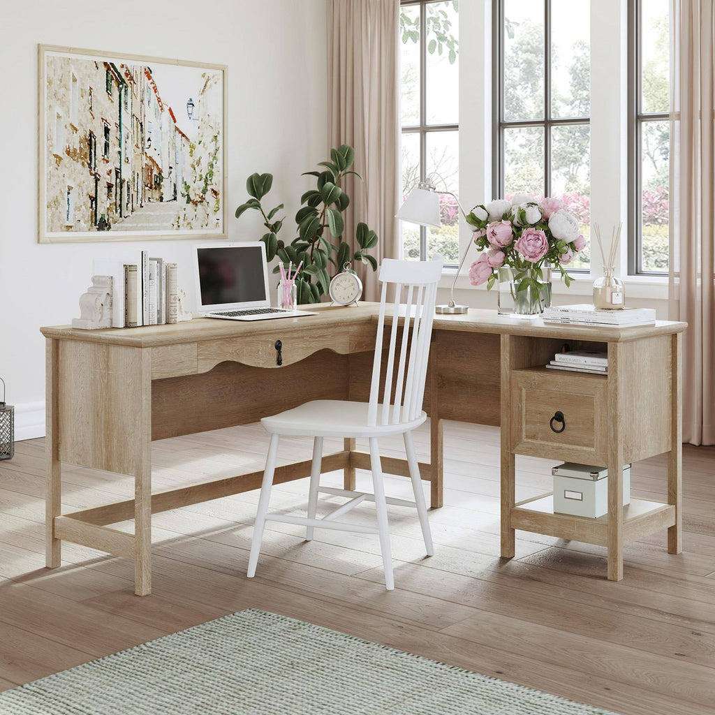 Orchard Oak L-Shaped Desk with File Drawer N51411