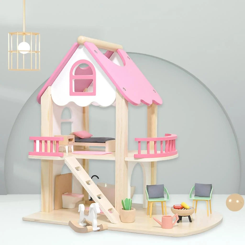 Miniature Castle Doll House with Doll Accessories Bedroom Educational Toys A90408