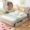 Beige Full Size Upholstered Storage Platform Bed with 2 Drawers Q717021