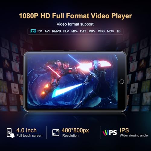 80GB MP3 Player with Bluetooth and WiFi, 4.0" IPS Touch Screen Android Player (Black) G8838
