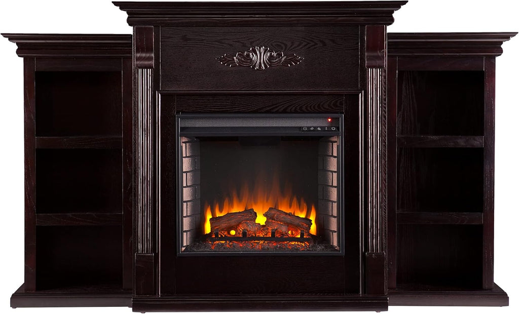 Ivory Electric Bookcase Fireplace X7241