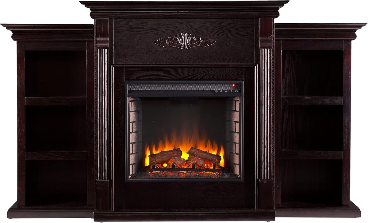 Ivory Electric Bookcase Fireplace X7241