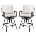 Set of 2 Black Adjustable Iron Barstool with Cushion Y28209