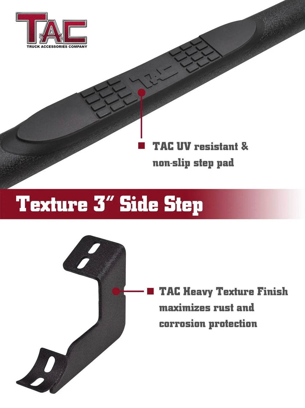 Texture Black Side Steps Nerf Bars Running Boards I886