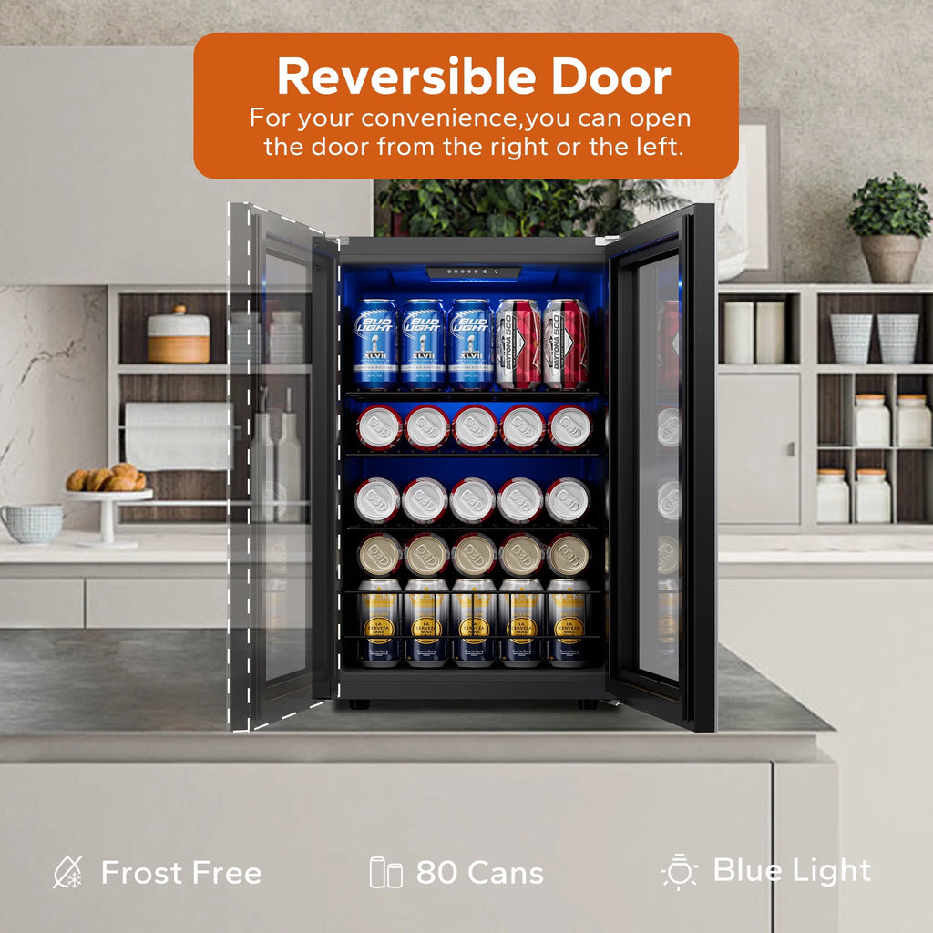 160 Can Freestanding Beverage Refrigerator with Glass Door U44378