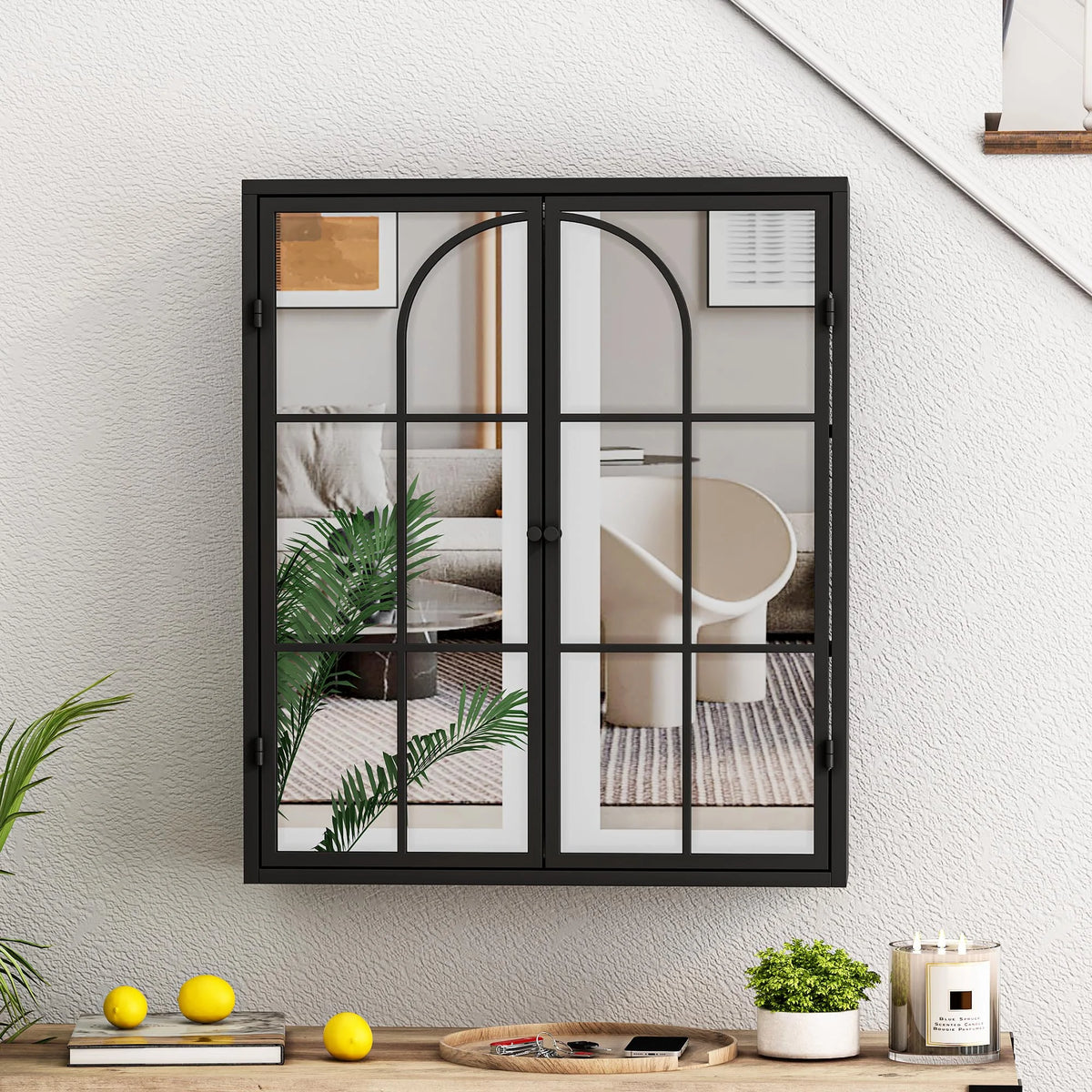 Vintage Two Door Wall Cabinet with Mirror D665694