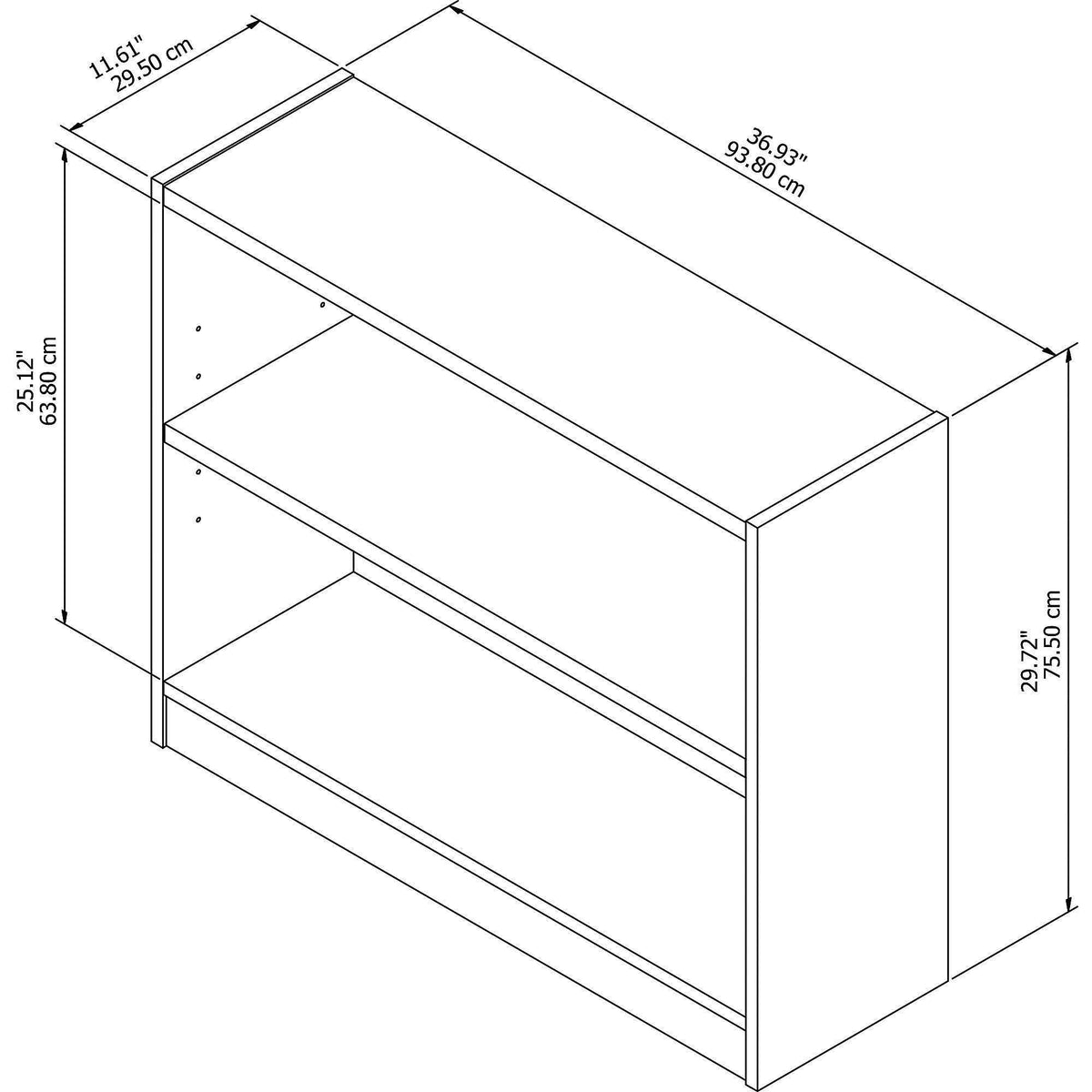 Rustic Gray 2 Shelf Bookcase Y40487