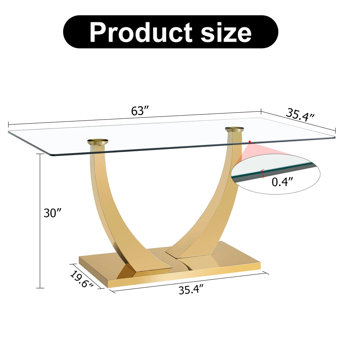 Glass Dining Table with Metal Legs Q88587