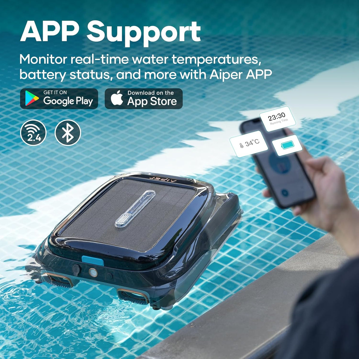 Robotic Pool Skimmer with Robotic Pool Cleaner W4826