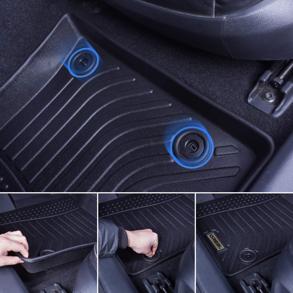 Black Heavy Duty All Weather Front and Rear Car Floor Mats A1595