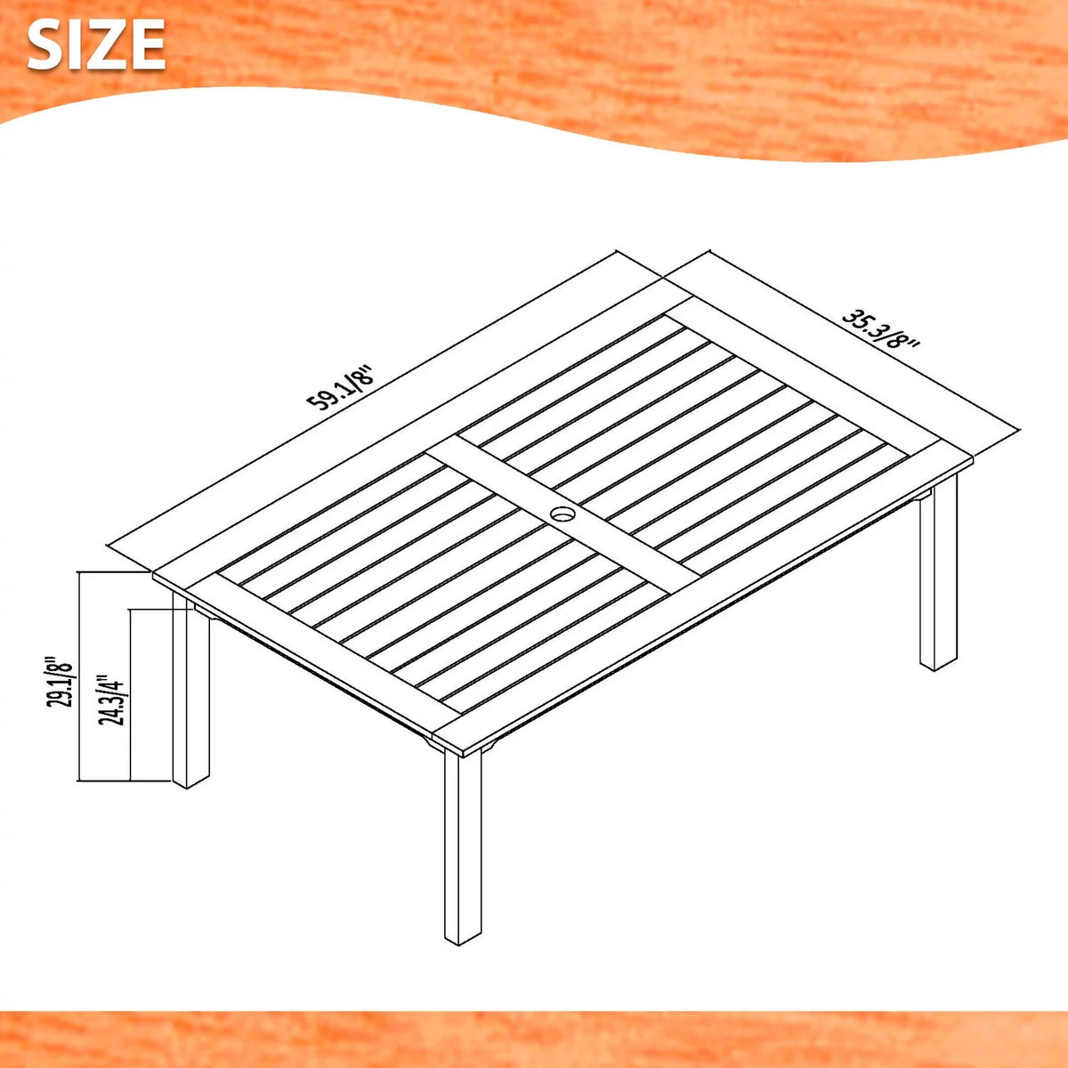 Solid Wood Rectangular Patio Dining Set R341