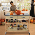 Kitchen Island Cart with Wheels Stainless Steel Counter Top 3 Tier Rolling A6754