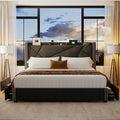 Light Grey Queen Bed Frame with 4 Storage Drawers Y837589