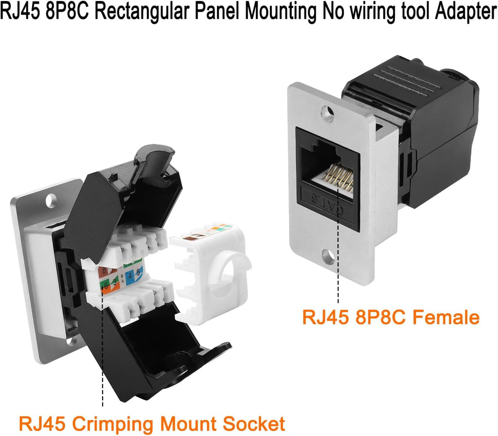CAT6 RJ45 Female Panel Mount Ethernet Connector Y3795