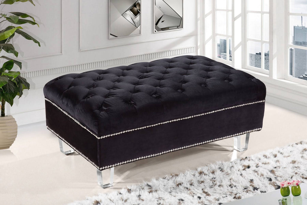 Black Velvet Ottoman L676