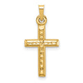 14K Yellow Gold Polished Hollow Diamond-Cut Cross Pendant Charm C4086
