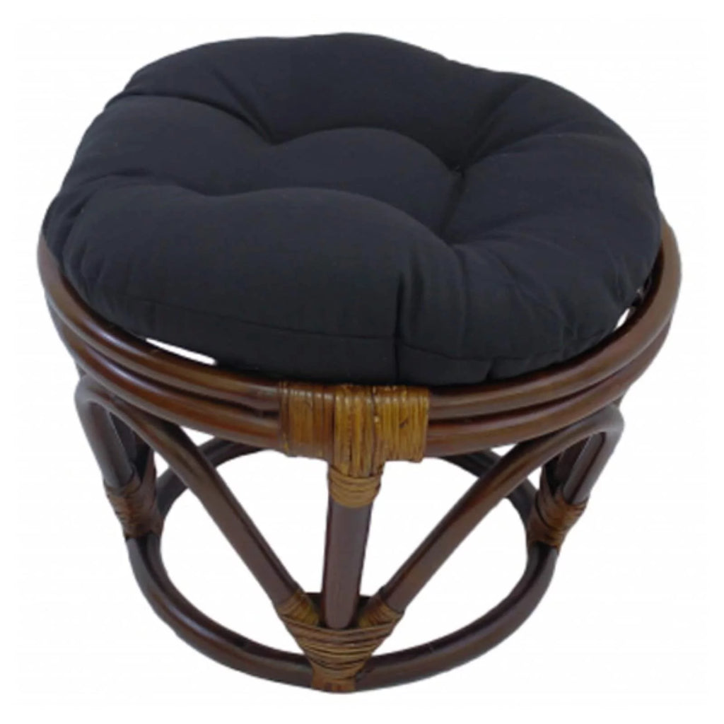 Rattan Footstool with Twill Cushion G270