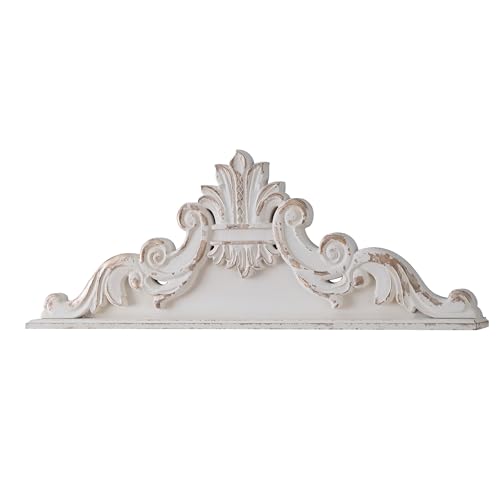 White Wood Floral Carved Wall Sculptures H9777
