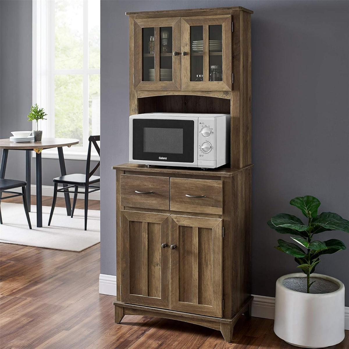 Charcoal Microwave Storage Stand with Double Door Cabinets R20582