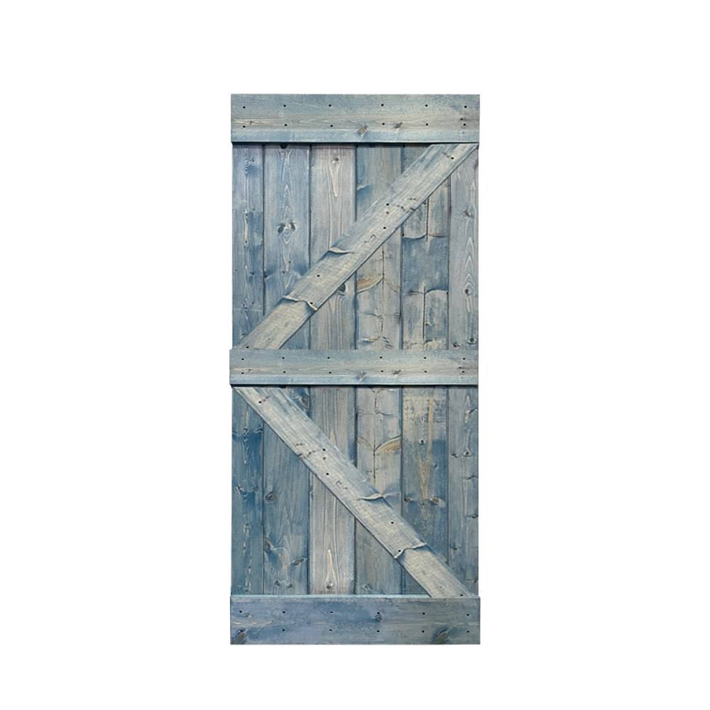 Carbon Gray Solid Pine Wood Interior Sliding Barn Door X93621