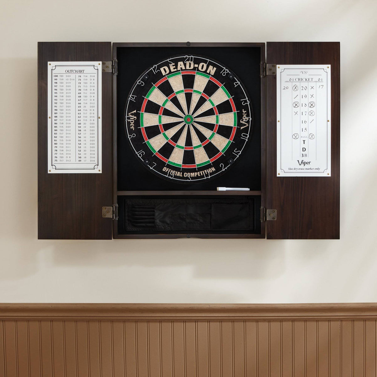 Solid Wood Cabinet & Sisal/Bristle Dartboard Set W850